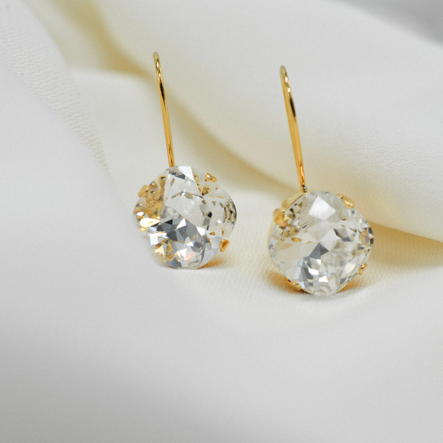 Lever Back Gold Swarovski Crystal Drop Earrings