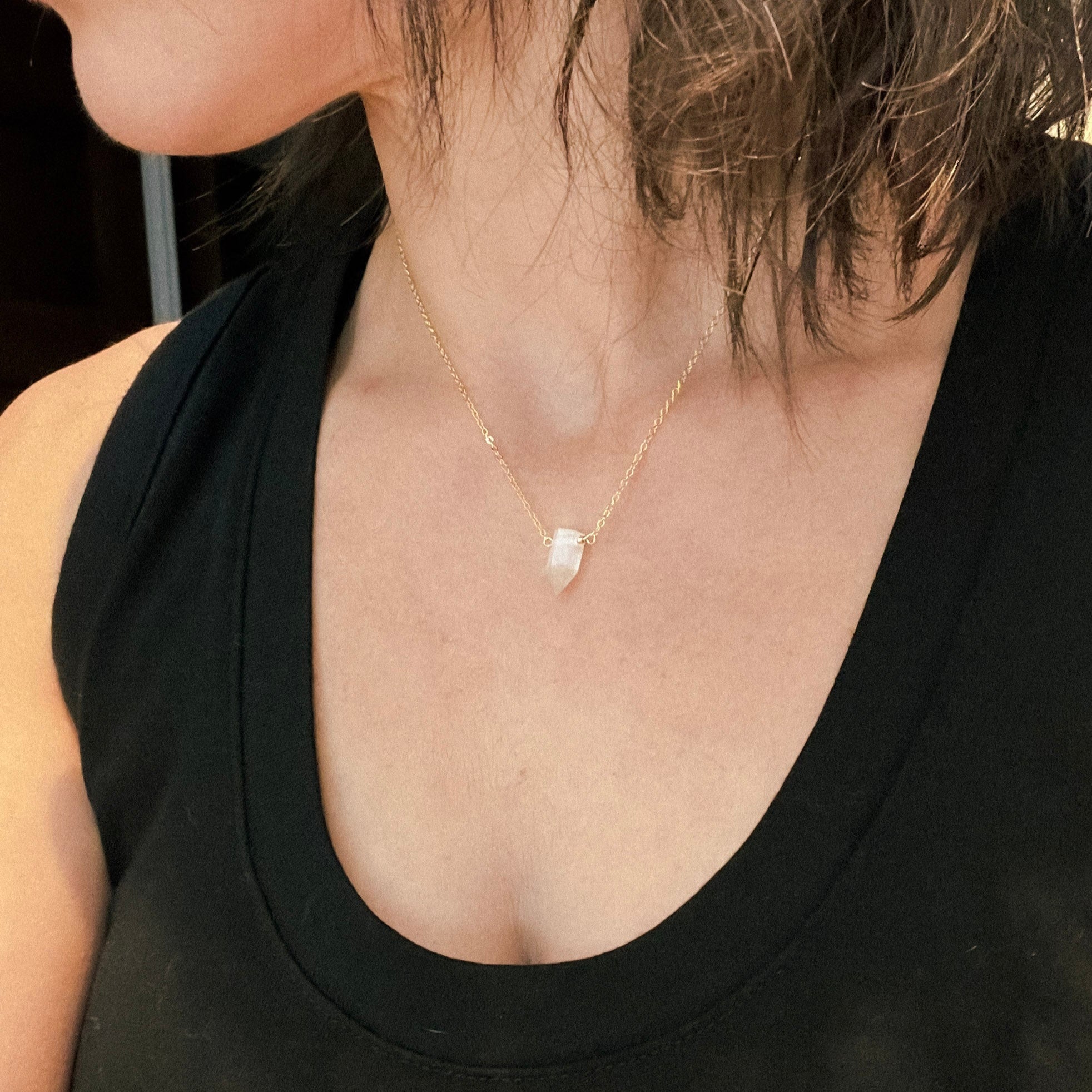 Selenite Healing Point Necklace – Clarity, Energy & Balance