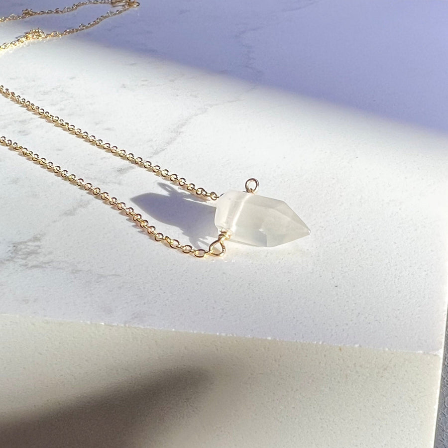 Selenite Healing Point Necklace – Clarity, Energy & Balance