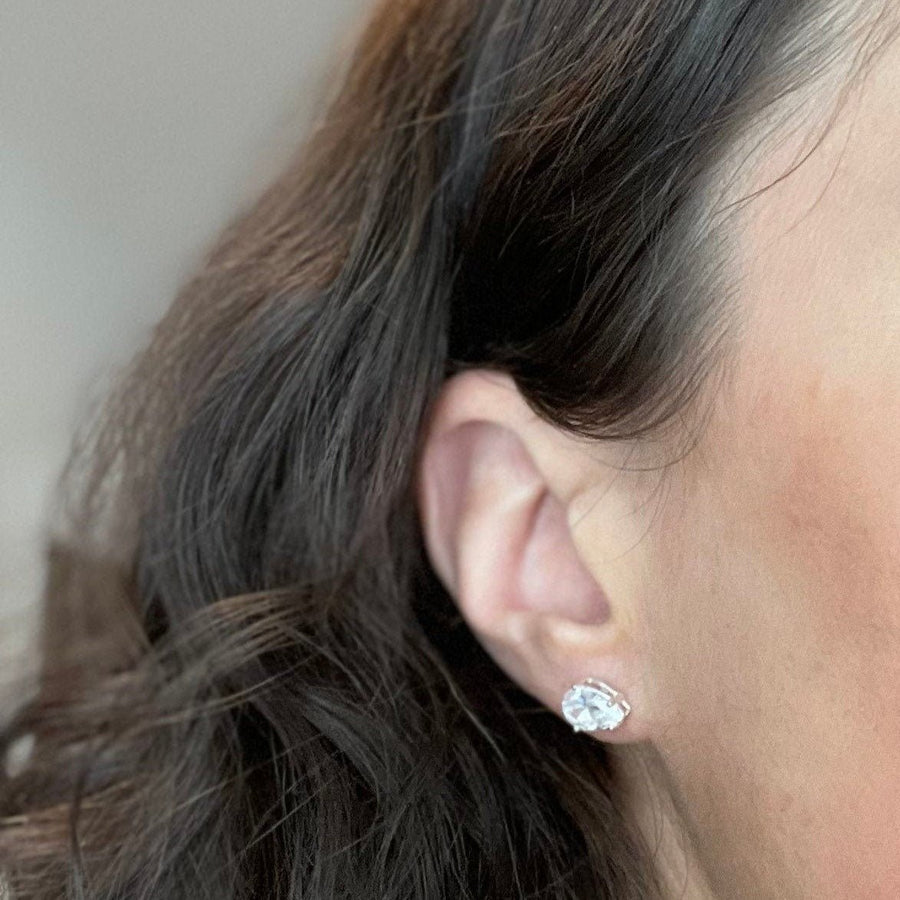 Created Diamond Stud Earrings - Sterling Silver - Sela+Sage - Stud/Post Earrings
