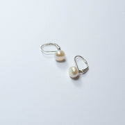 Natural Pearl Earring, Leverback Freshwater Pearl