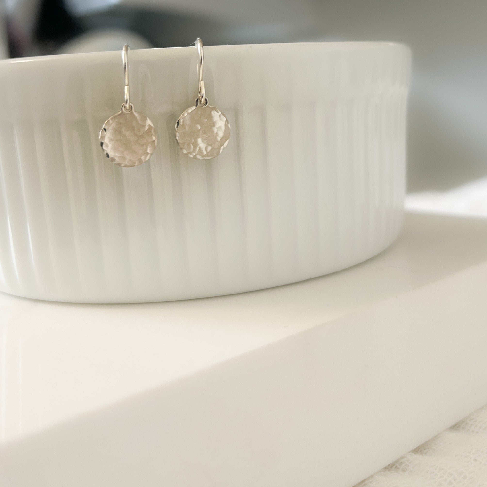 Textured Hammered Coin Earrings