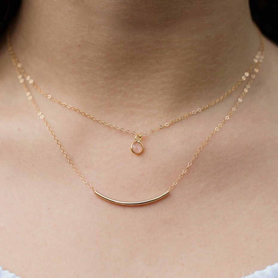 Blush Pink Onyx Drop Pendant Necklace