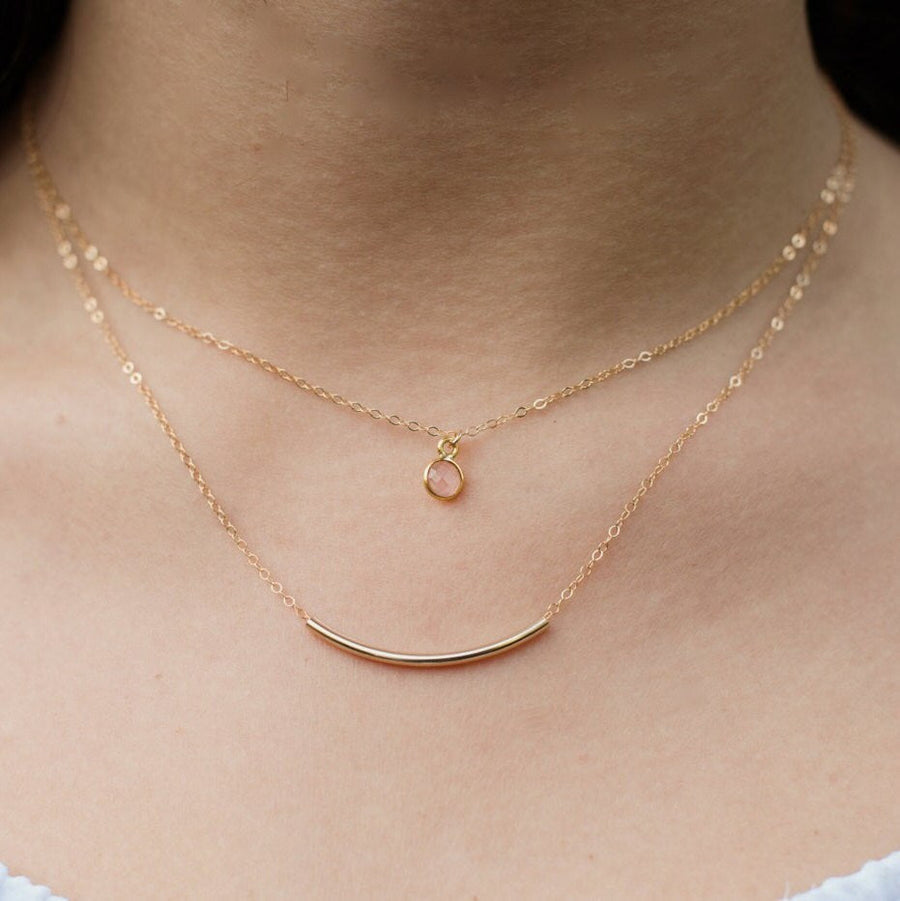 Blush Pink Onyx Drop Pendant Necklace