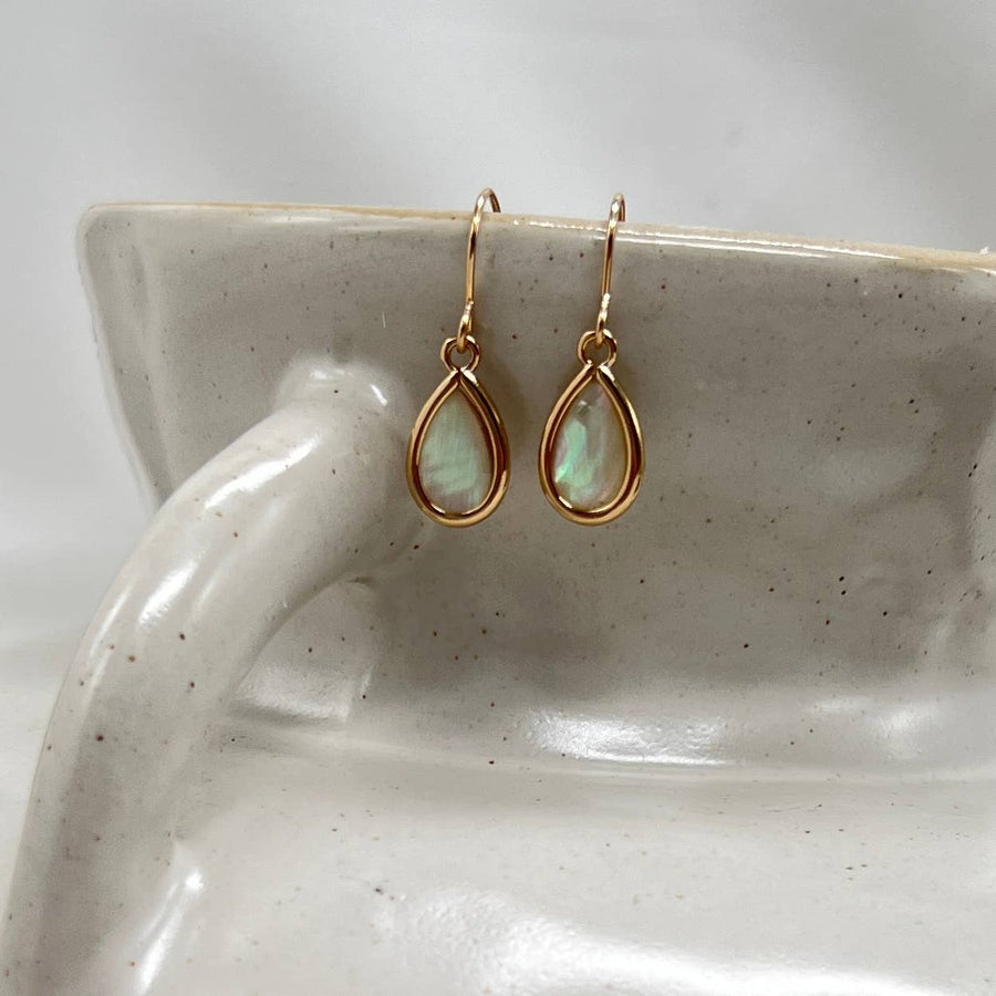 Large Circle Earring with Creamy Iridescent Mother of Pearl