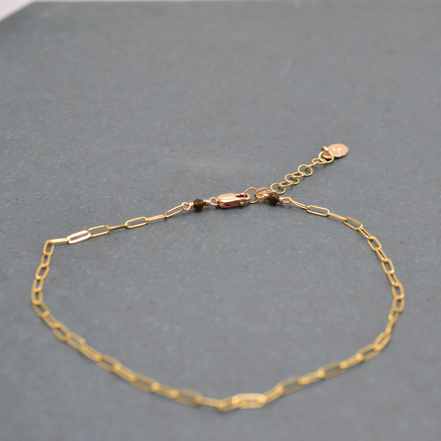 Anklet, Gold Filled Paperclip Chain Anklet with Heart Charm, Layering Anklet Body Jewelry