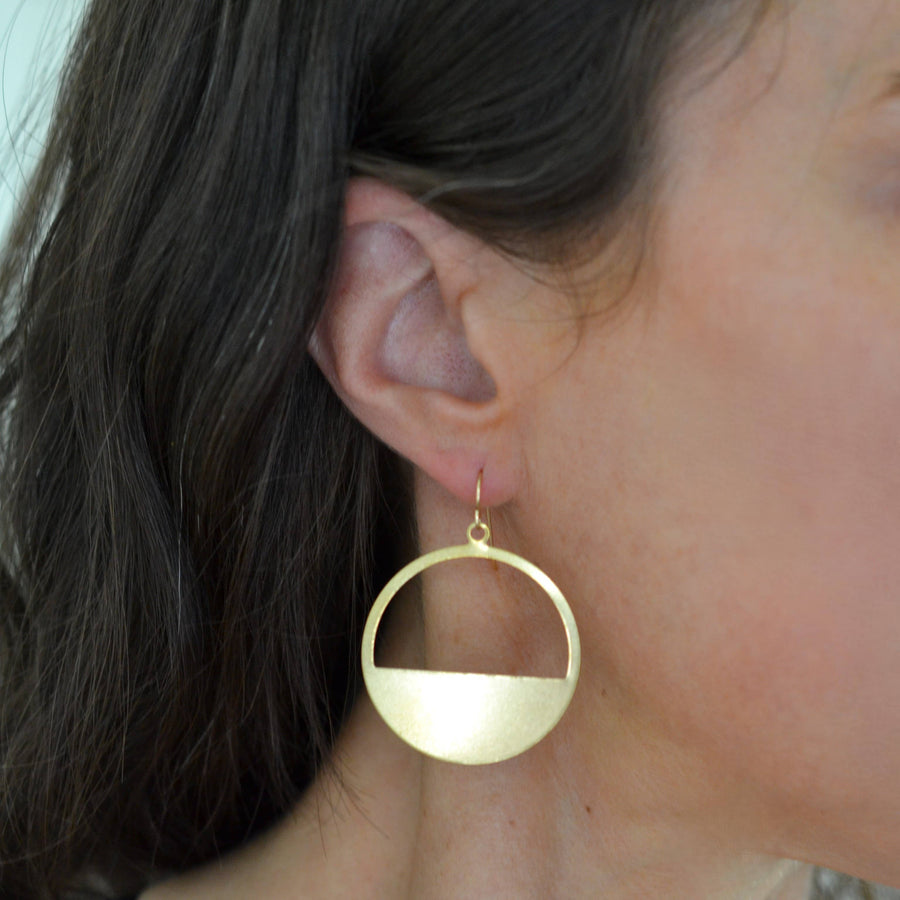 Crescent Circle Earring, Solid Brass with Gold Filled