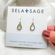 Mother of Pearl Earrings, Sterling Silver Teardrops