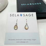 Mother of Pearl Earrings, Sterling Silver Teardrops