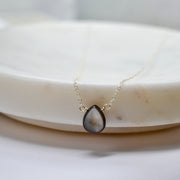 Black Lip Shell, Iridescent Teardrop Pendant Necklace