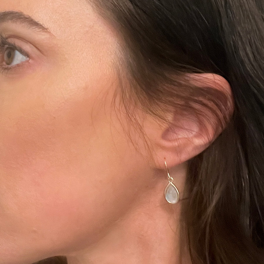 Mother of Pearl Earrings, Sterling Silver Teardrops