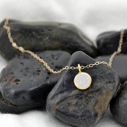 Sparkling Druzy Coin Pendant Necklace