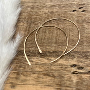 Hand Forged, Gold Filled Thin Open Hoops - 40mm