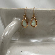 Small Mother of Pearl Earrings, Bezel Teardrops Gold Filled