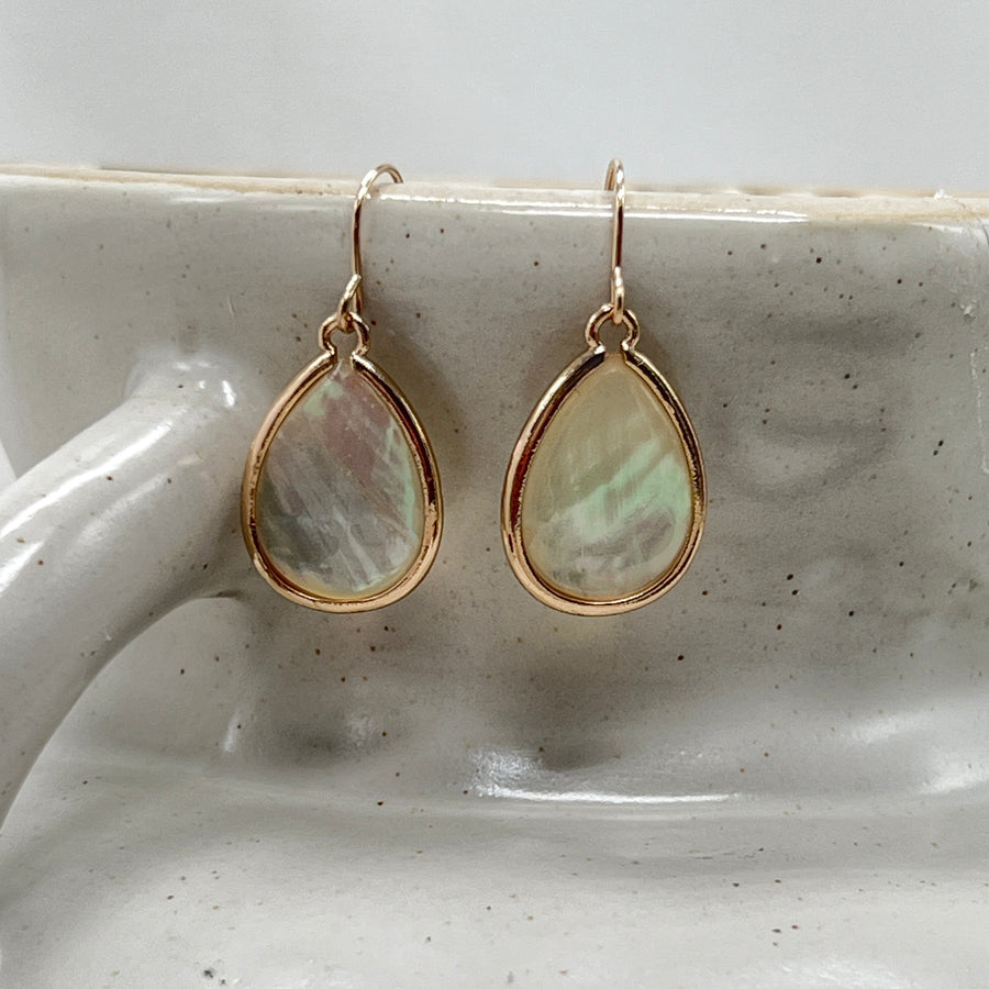 Teardrop Mother of Pearl Earrings, 14k Gold Filled