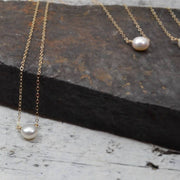 Coin Pearl Solitaire Necklace