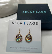 Paua Shell, Natural Drop Bezel Earrings