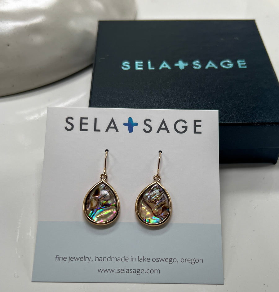 Paua Shell, Natural Drop Bezel Earrings