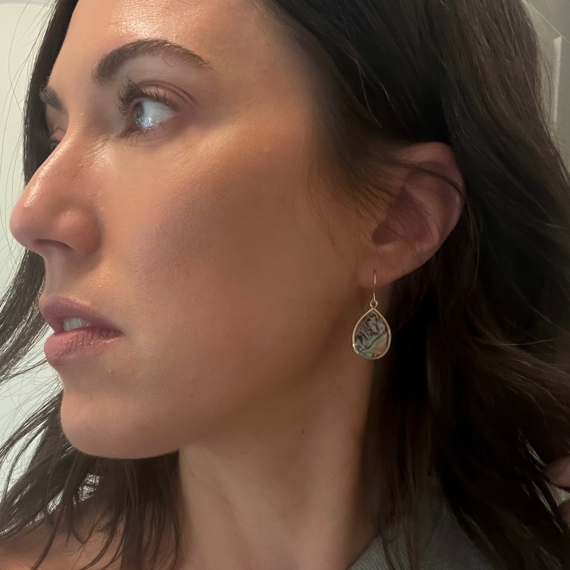 Paua Shell, Natural Drop Bezel Earrings
