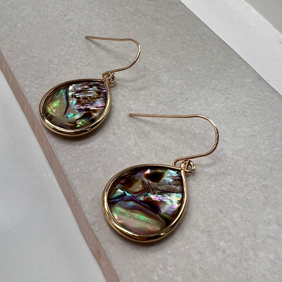 Paua Shell, Natural Drop Bezel Earrings