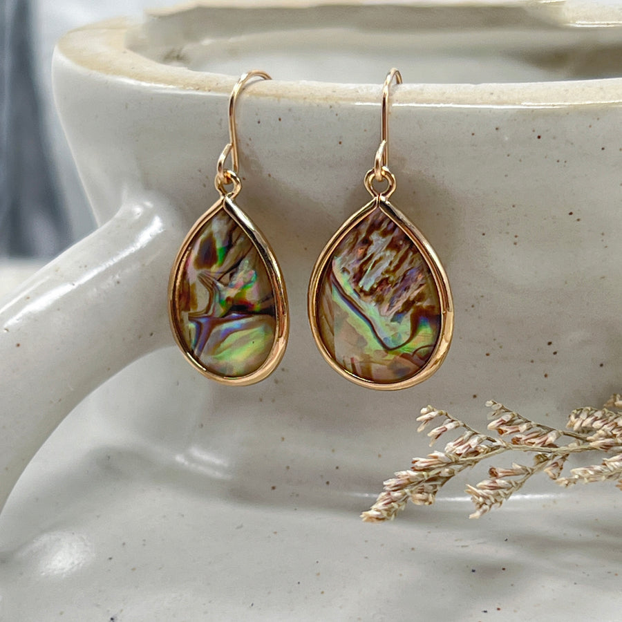 Paua Shell, Natural Drop Bezel Earrings