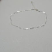 Silver Anklet,  Sterling Silver Paperclip Chain Anklet with Heart Charm, Layering Anklet, Silver Body Jewelry