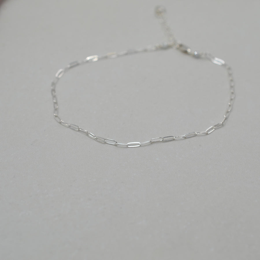Silver Anklet,  Sterling Silver Paperclip Chain Anklet with Heart Charm, Layering Anklet, Silver Body Jewelry