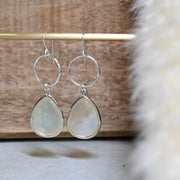 Large Mother of Pearl Drop Bezel Earrings with Circle Dangle