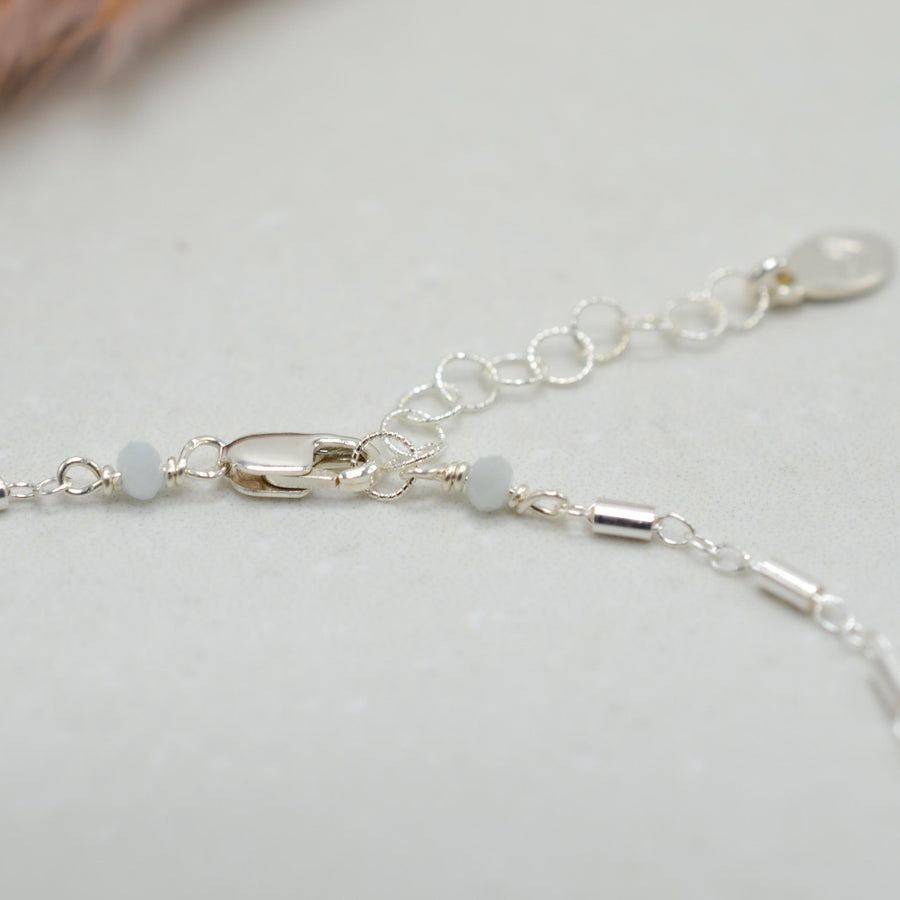 Silver Anklet,  Sterling Silver Linked Bar Chain Anklet with Heart Charm, Layering Anklet, Silver Body Jewelry