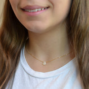 Iridescent Mother of Pearl Teardrop Pendant Necklace