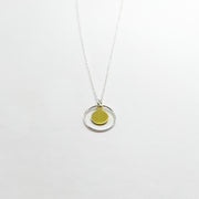 Silver and Gold Brass Mixed Metal Circle Disc Necklace