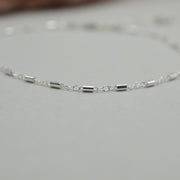 Silver Anklet,  Sterling Silver Linked Bar Chain Anklet with Heart Charm, Layering Anklet, Silver Body Jewelry