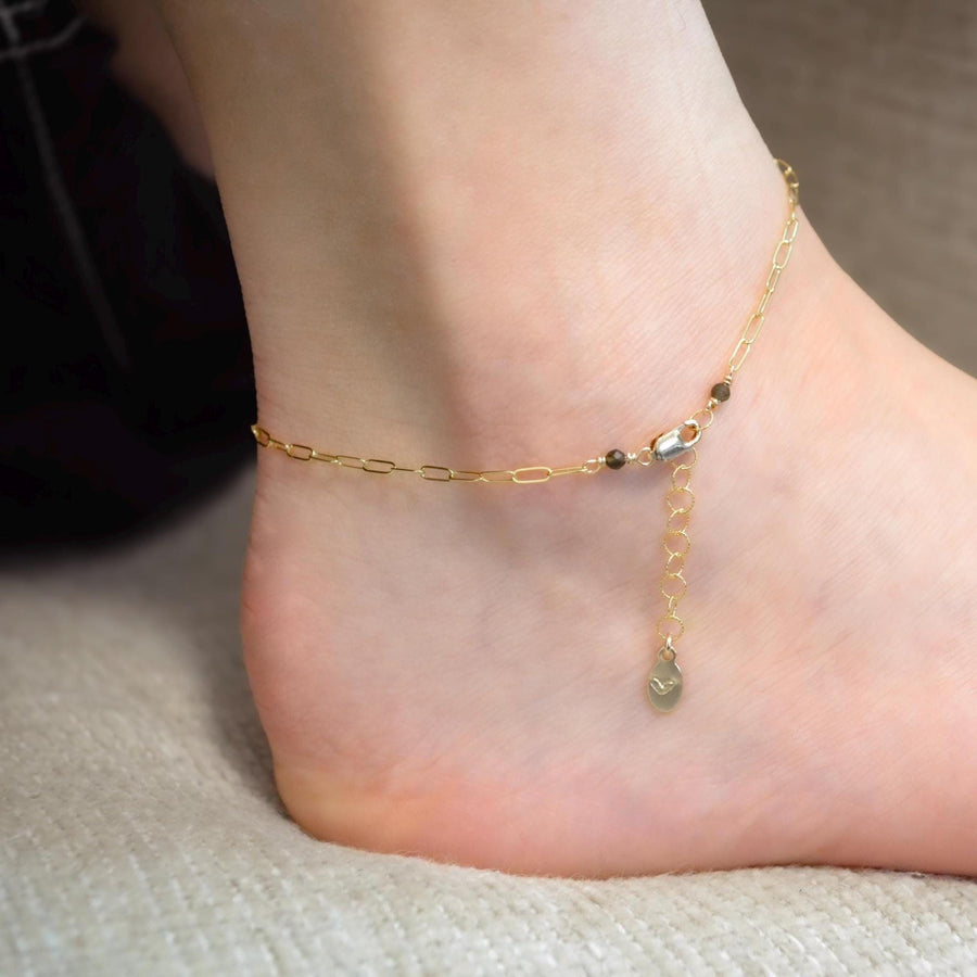 Silver Anklet,  Sterling Silver Linked Bar Chain Anklet with Heart Charm, Layering Anklet, Silver Body Jewelry