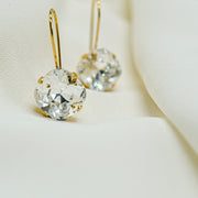 Lever Back Gold Swarovski Crystal Drop Earrings