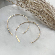 Hand Forged, Gold Filled Thin Open Hoops - 40mm