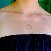 Vintage Raw Brass, Mixed Metals Open Circles Necklace