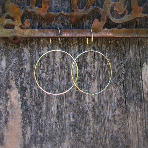 Hammered Open Circle Earrings, Large