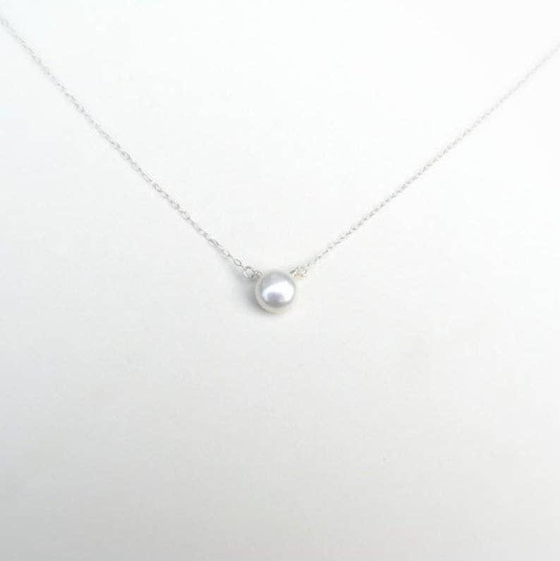 Single Button or Coin Pearl Necklace