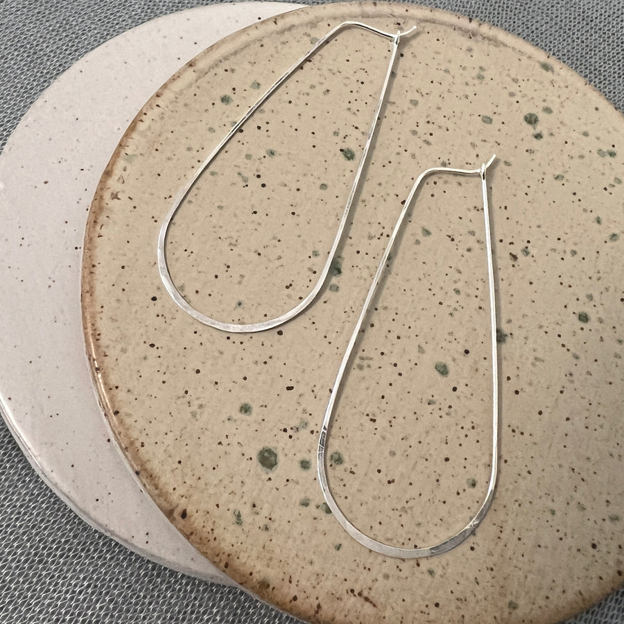 Sterling Silver Drops, Long Hoop Earrings