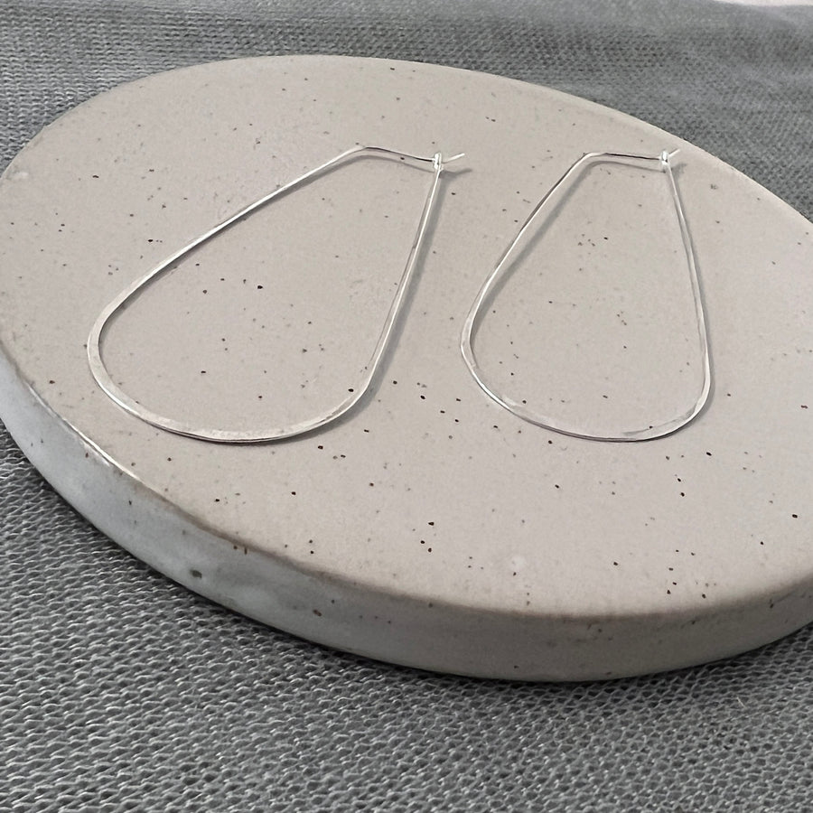 Sterling Silver Drops, Long Hoop Earrings