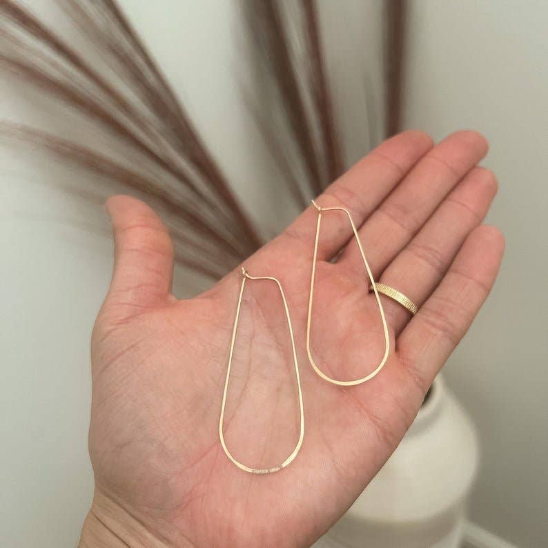 Elongated Oval Hoop Earrings