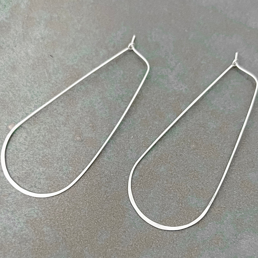 Sterling Silver Drops, Long Hoop Earrings
