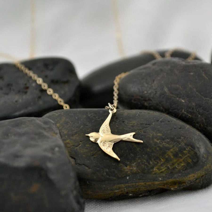 Gold Filled Bird Pendant Necklace