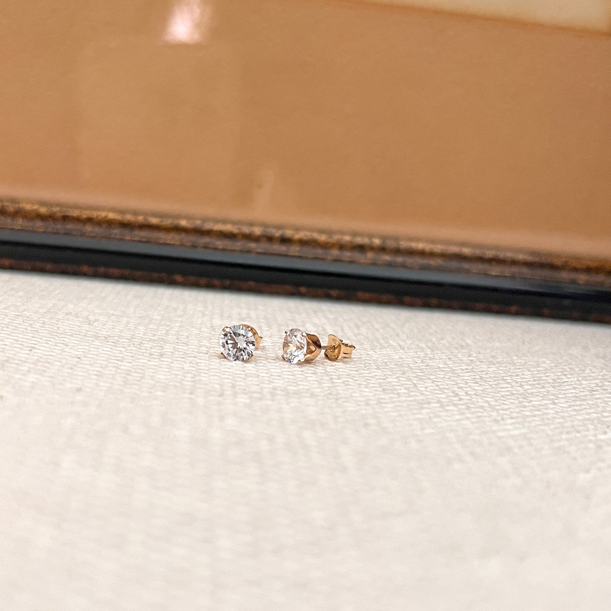 6mm (.85 karat) CZ Diamond Studs - Gold Filled or Silver - Sela+Sage - Stud/Post Earrings
