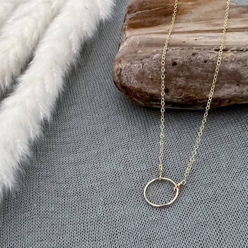 Gold Circle Necklace with GF Chain