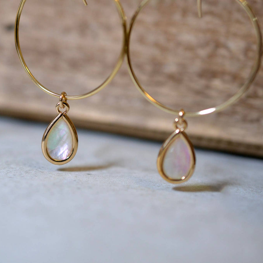 Large Circle Earring with Creamy Iridescent Mother of Pearl