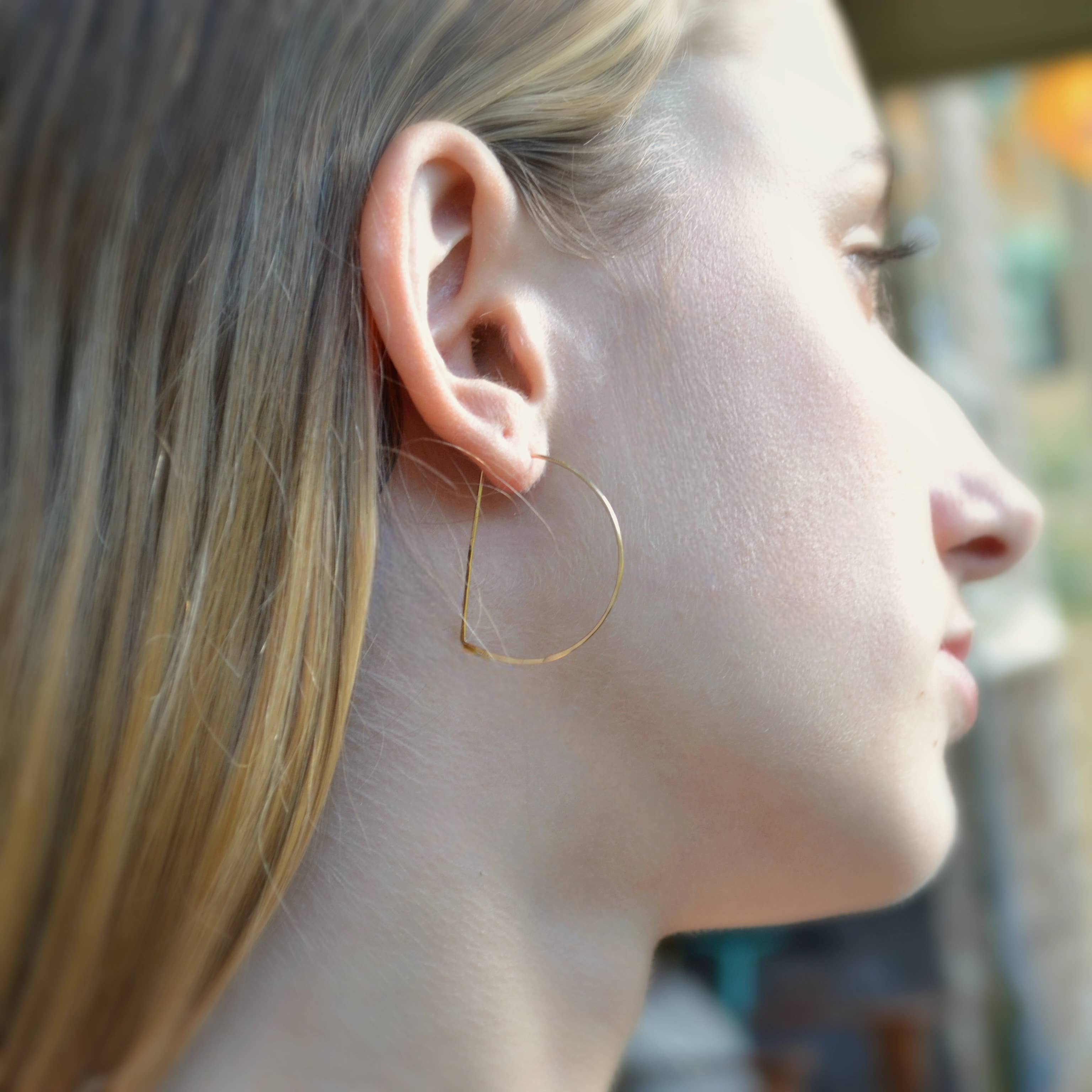 Hammered Half Circle Hoop Earrings