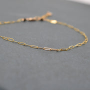 Anklet, Gold Filled Paperclip Chain Anklet with Heart Charm, Layering Anklet Body Jewelry