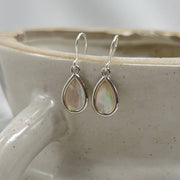 Small Mother of Pearl Earrings, Bezel Teardrops Gold Filled