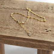 Charm Anklet, Gold Filled Mini Bar Chain Anklet with Heart Charm, Layering Anklet Body Jewelry